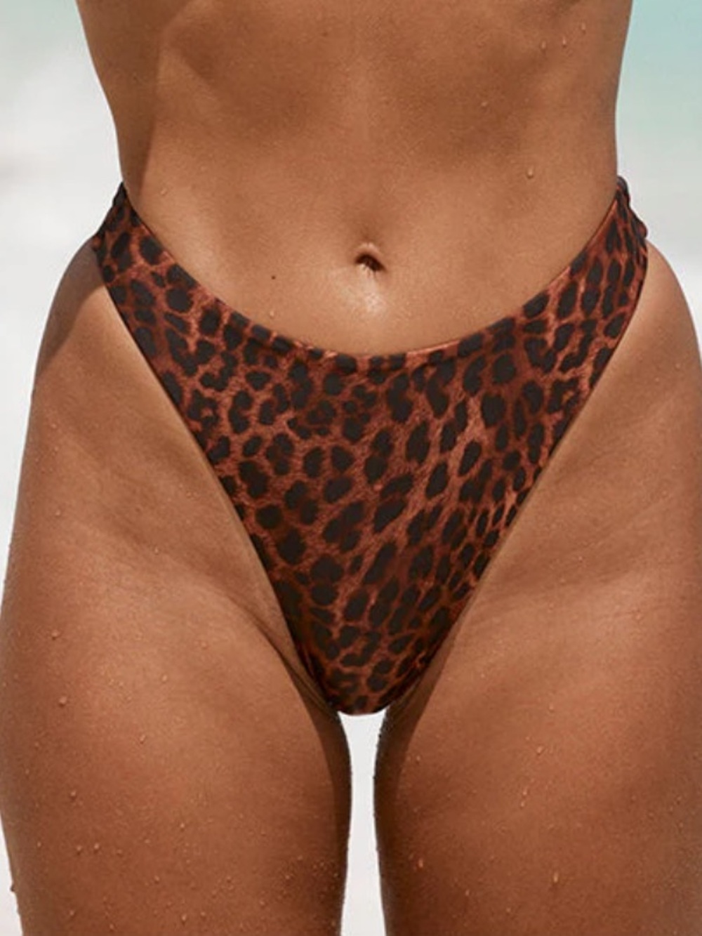 NWOT Monday Swimwear Dark Jaguar Leopard Print Byron bottom medium